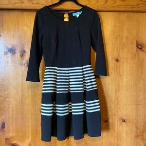 Retro style striped long sleeve dress